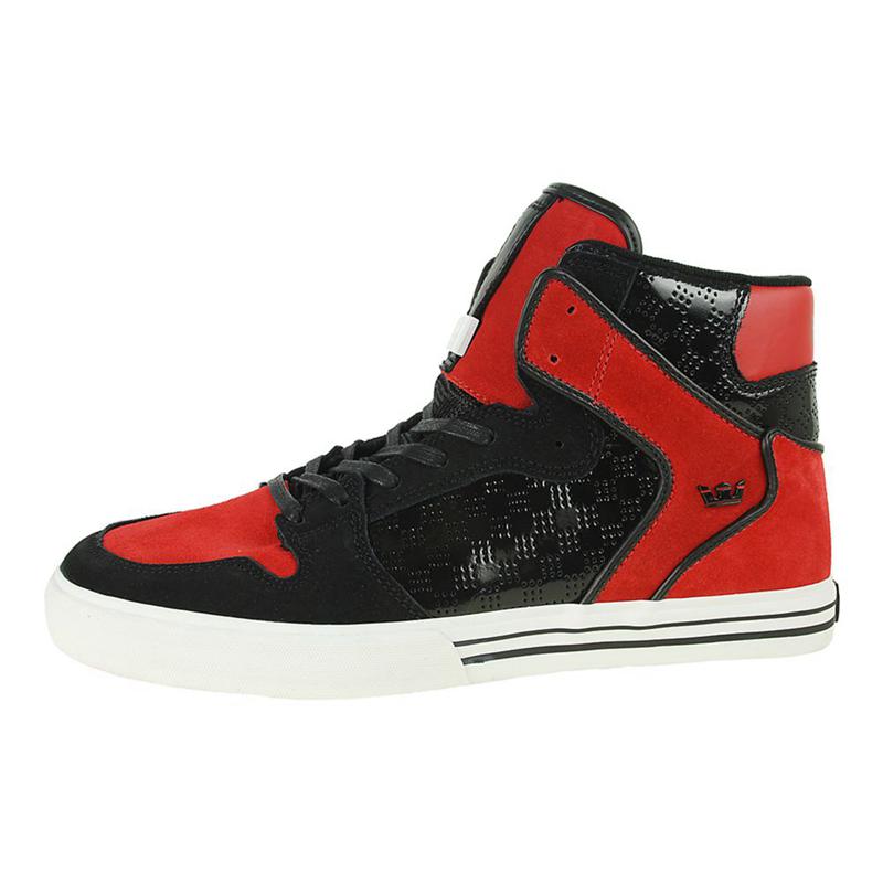 Buty Supra VAIDER - Sneakersy Wysokie Męskie - Czarne Czerwone (NJOF-09853)